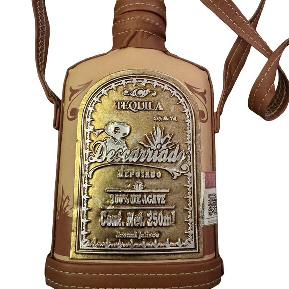 Other - Descarriado Tequila Bottle‎ Empty Leather Flask Strap Brown Collectible 250ml